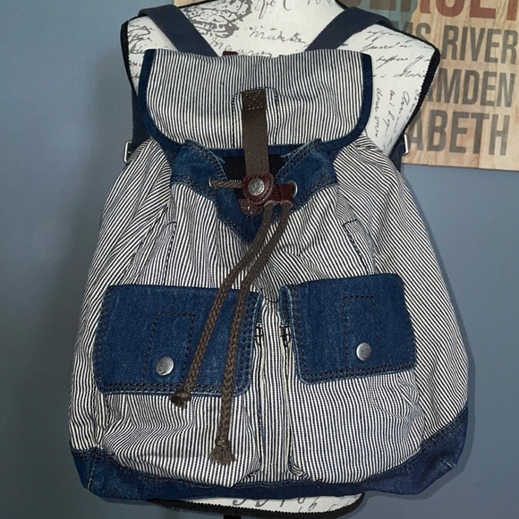 Lucky Brand Bags Lucky Brand Railroad Stripe Backpack Denim Large